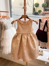 American Princess Elegant Gold Cream Brocade Kids Dress Size 3T EUC
