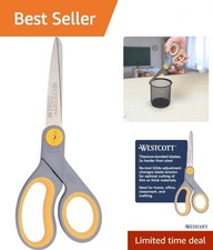 8-Inch Gray/Yellow Titanium Scissors with Ergonomic Handle  Glide Tech