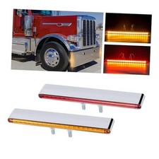 2Pcs 12" Red/Amber LED Combo Double Face Truck Semi Amber/Red Amber/Red Lens 