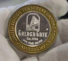 Golden Gate Las Vegas NV Casino $10 Gaming Token .999 Fine Silver Strike.