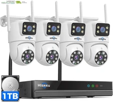 Wifi Pro, Wireless Home Security Camera System, Dual Lens, 360° Pan & Tilt, Auto
