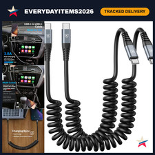 6ft Coiled USB C to USB C Cable 2-Pack, Type C Fast Charger for Car Home