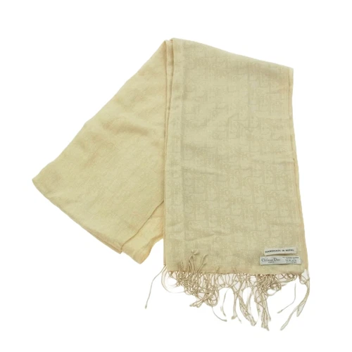Foulard Christian Dior cachemire soie mélangée motif trotteur beige occasion LIFE 0