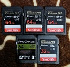 Zestaw 5 x kart SD - SanDisk, ProGrade - 4 x 64GB, 1 x 32GB - Używany