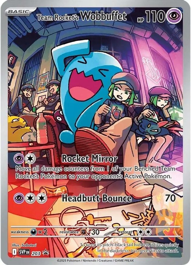 Team Rocket's Wobbuffet (203/296) Scarlet & Violet Black Star Promos LP HOLO