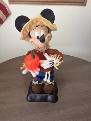 Disney Animated Mickey Mouse Scarecrow Pumpkin 18  Vtg  96 Telco Halloween