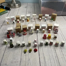 Vintage lot of 35 Gimbles thimbles ceramic collectible Princess Di y2k