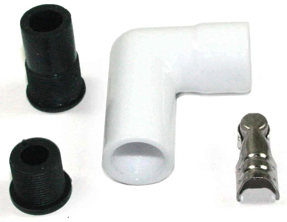 Bota bujía cerámica blanca Pertronix 8501HT-1 90 grados se adapta a cable de 8 mm hasta Foto 3 de 3