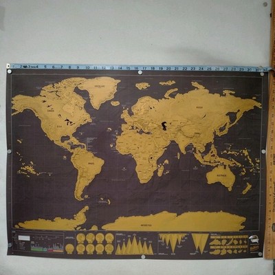 Scratch Map Deluxe Reveal A World of Color NOB 32.6 x 23.4 In Luckies Black Gold