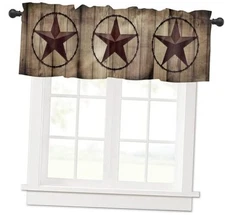2 Pack Western Stars Curtains Valance for 54"W x 18"L (Pack of 2) Westernstars
