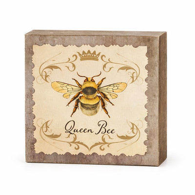 Queen Bee Wood Block Sign   Rustic Bee Farmhouse Decor