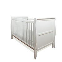 Pinewood White Sleigh Cot Bed-quality Safety Mattress-baby Cotbed/junior Bed Pinewood White Sleigh Cot Bed-quality Safety Mattress-baby Cotbed/junior Bed
