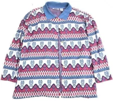 Vintage 1990s Gitano Sweater Womens Medium Printed Cardigan Oversized Jacket