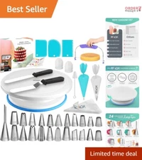 Cake Decorating Kit 64 Pcs Supplies Set Includes Turntable Piping Tips Spatulas