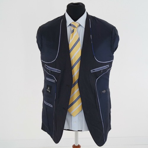 Mens REDA 110s Wool Sport Coat 40R US Size BURTON Black Striped Blazer Jacket - Picture 10 of 13