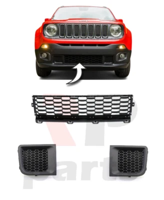 FOR JEEP RENEGADE 2014-2019 NEW FRONT BUMPER LOWER MESH GRILLE WITH SIDE GRILLE - Image 1 of 4