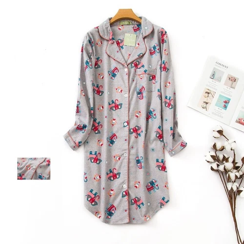 Nightgown Women's Flannel Boyfriend Nightshirt - Picture 77 of 77