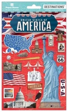 Crafts Stickers Dimensional Travel America Liberty Route 66 Flag Capitol USA (DC