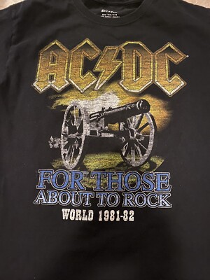 AC/DC For Those About To Rock 1981 1982 Album Concert Logo T Shirt Youth 14/16 AC/DC For Those About To Rock 1981 1982 Album Concert Logo T Shirt Youth 14/16