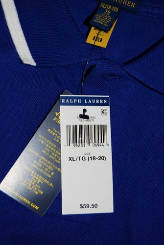 NWT Polo Ralph Lauren Big Boys Red White Blue Colorblock SS Polo Shirt XL 18-20 - Picture 13 of 13