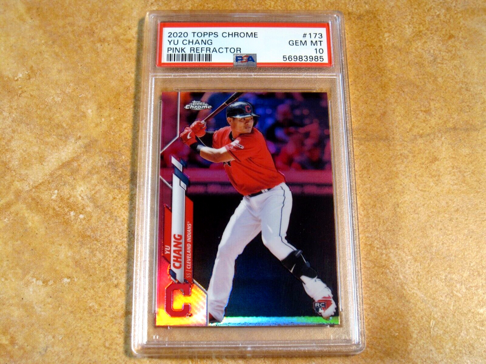 YU CHANG 2020 TOPPS CHROME PINK REFRACTOR ROOKIE PSA 10 (GEM/MINT) #173 INDIANS