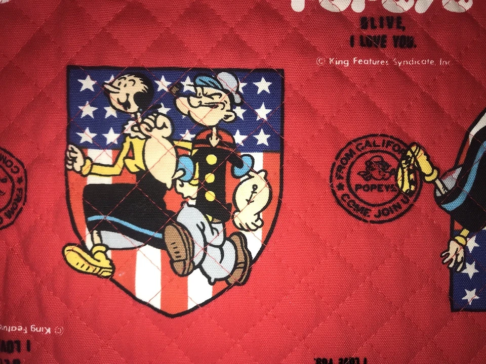 Tela acolchada vintage King Features Syndicate Popeye algodón aceite oliva 35,5x19,5 Foto 4 de 4