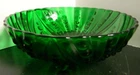 Vintage Scalloped Footed Forest Green Burple Glass Bowl 3" x 8.5" Excellent Cond