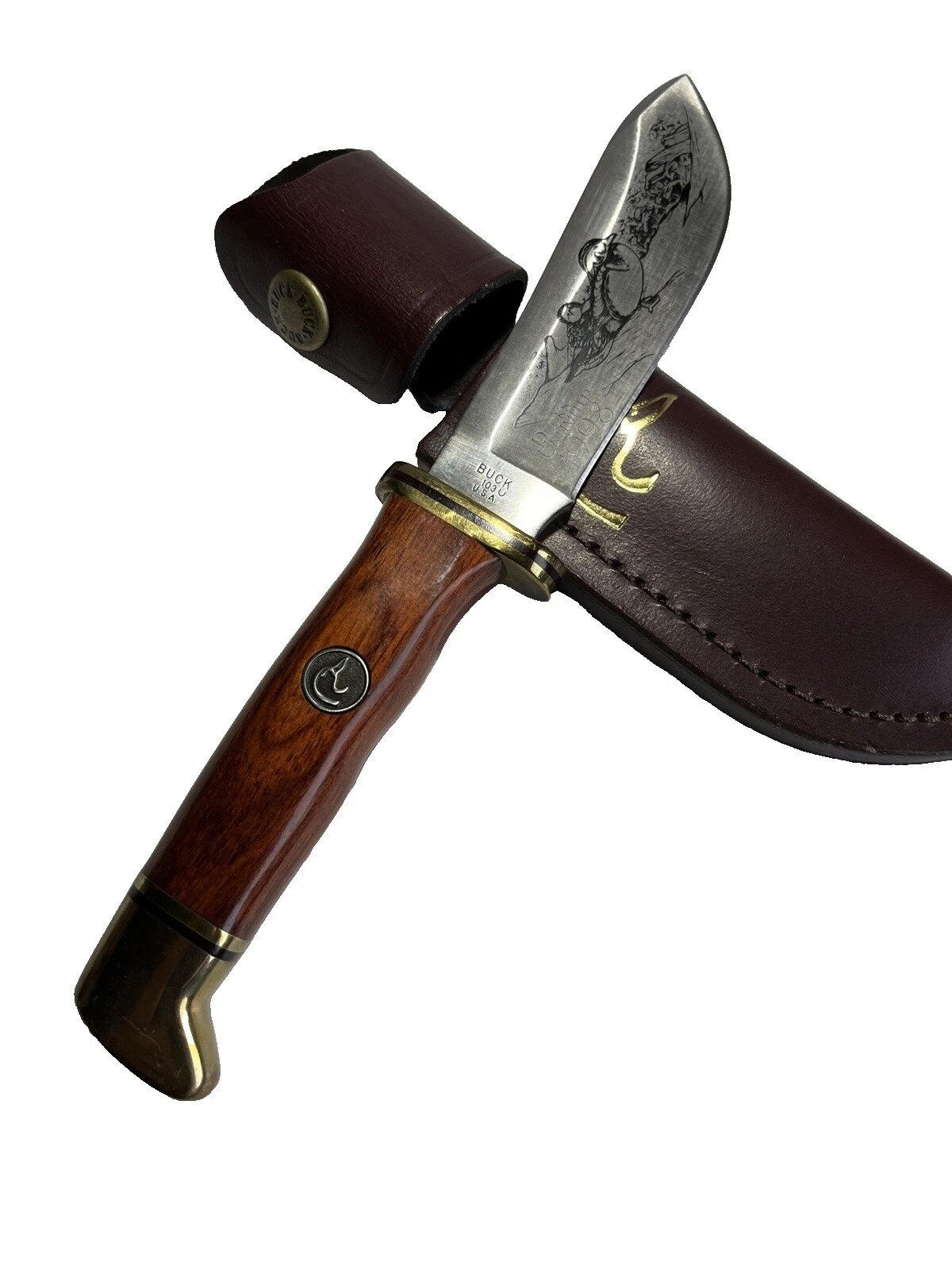 Buck Wood Handle Hunting Collectible Modern Factory Manufactured Fixed Blade Knives