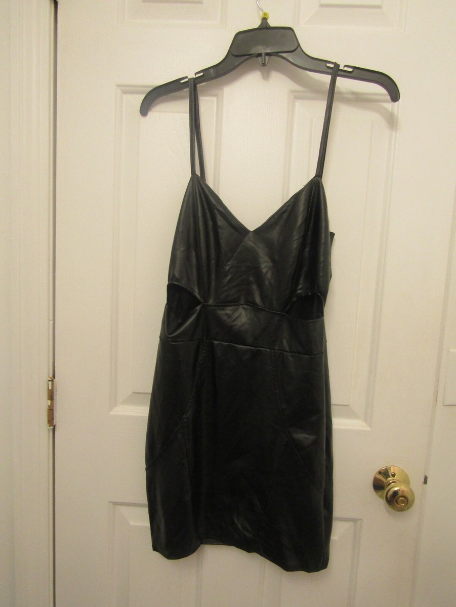 Black PU women's cutout mini dress size medium | eBay