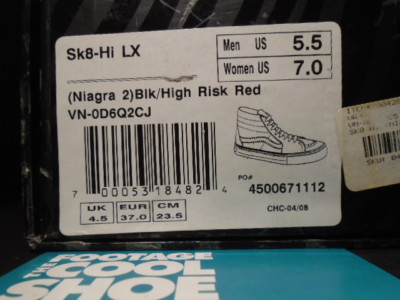 2008 VANS SK8-HI LX NIAGRA 2 LIPS BLACK RED YELLOW WHITE SUPREME 