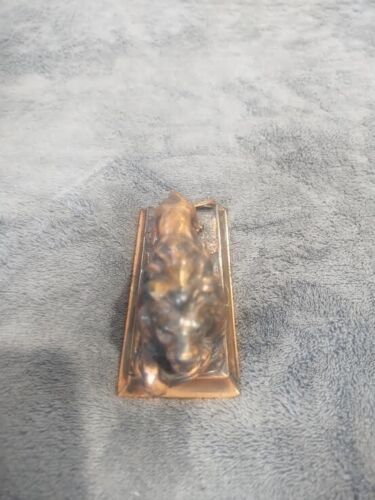 Lions Club International Copper Toned Metal Award Desk Paperweight - Picture 2 of 6