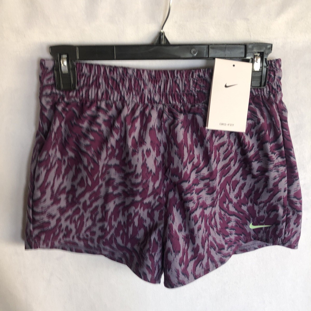 NWT Nike Girls One Dri-FIT Purple/Gray/Black, Woven High Rise Shorts Kids  Large