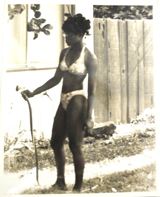 Cute Black Girl Doing Water Sports in Her Bathing Suit 1970s B&W Photo 8''x10''