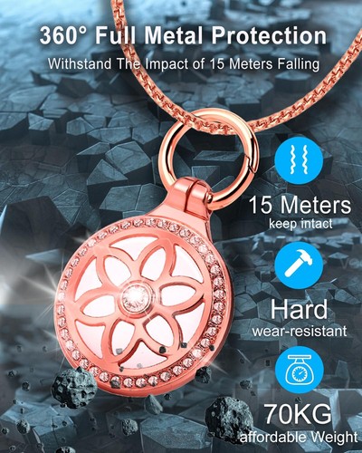Airtag Necklace for Adults, Metal Jewelry Chain Airtag Holder Necklace for Women - Photo 8 sur 19