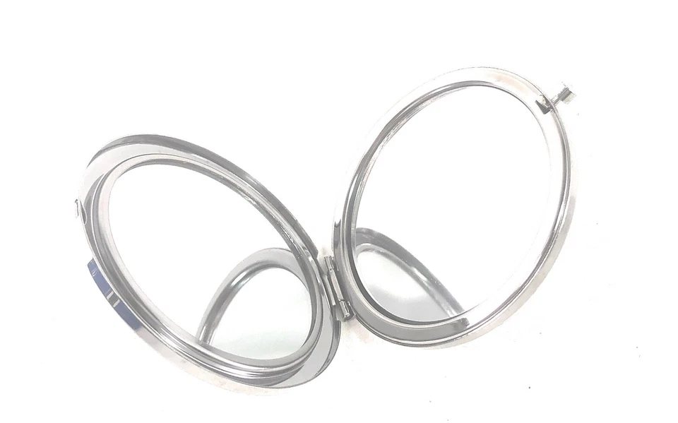 Curacao Pocket Handbag Double Sided Mirror Chrome Blue Image - Image 3 of 3