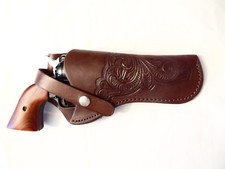 Gun Holster 61- 4 to 5" Barrel - Right Hand - Brown - Tooled - Leather