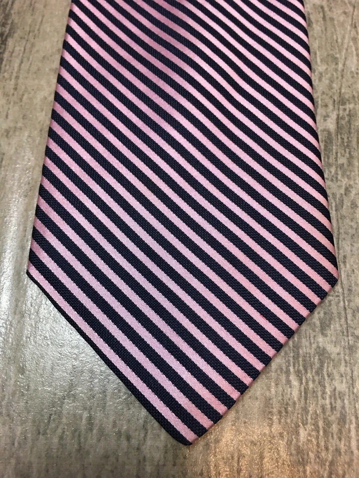 Corbata de cuello de seda Nautica para hombre rosa azul rayas hecha en EE. UU. longitud clásica envío rápido Foto 2 de 4