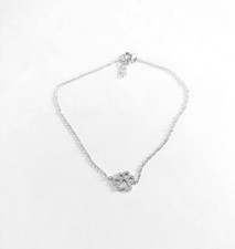 925 Sterling Silver CZ Dog Paw Anklet