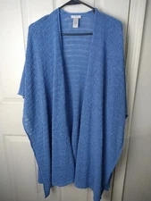 J. Jill Woman Blue Poncho Wrap Shawl One Size Casual Lightweight Norm Core