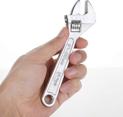 Small Wrench, Adjustable, 6 Inches, Hex-Shaped Jaw Opens To 3/4 Inch