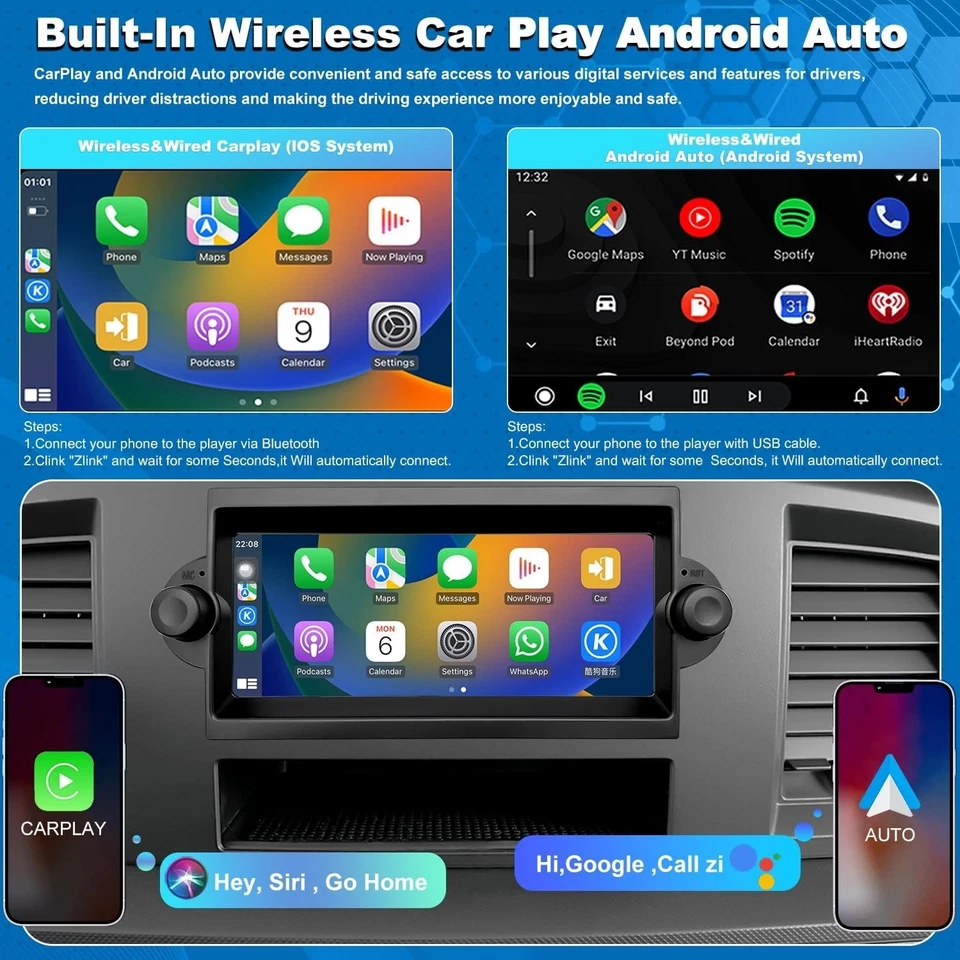 Android 13 Estéreo Coche para Dodge Ram 1500 2500 3500 Radio Pantalla 6.86" con CarPlay Foto 3 de 4