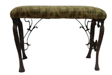 Early 20th Century Antique Art Deco Cast Iron Uph Fireside/Radio Listening Bench