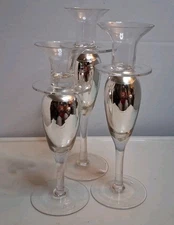 3pc Vintage Mercury Glass Pedestal Candle Stick Holders *Tapered Heights* 
