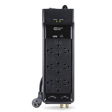 Commercial Electric 15 ft 12-Outlet 1875 W Surge Protector Braided Cord in Black