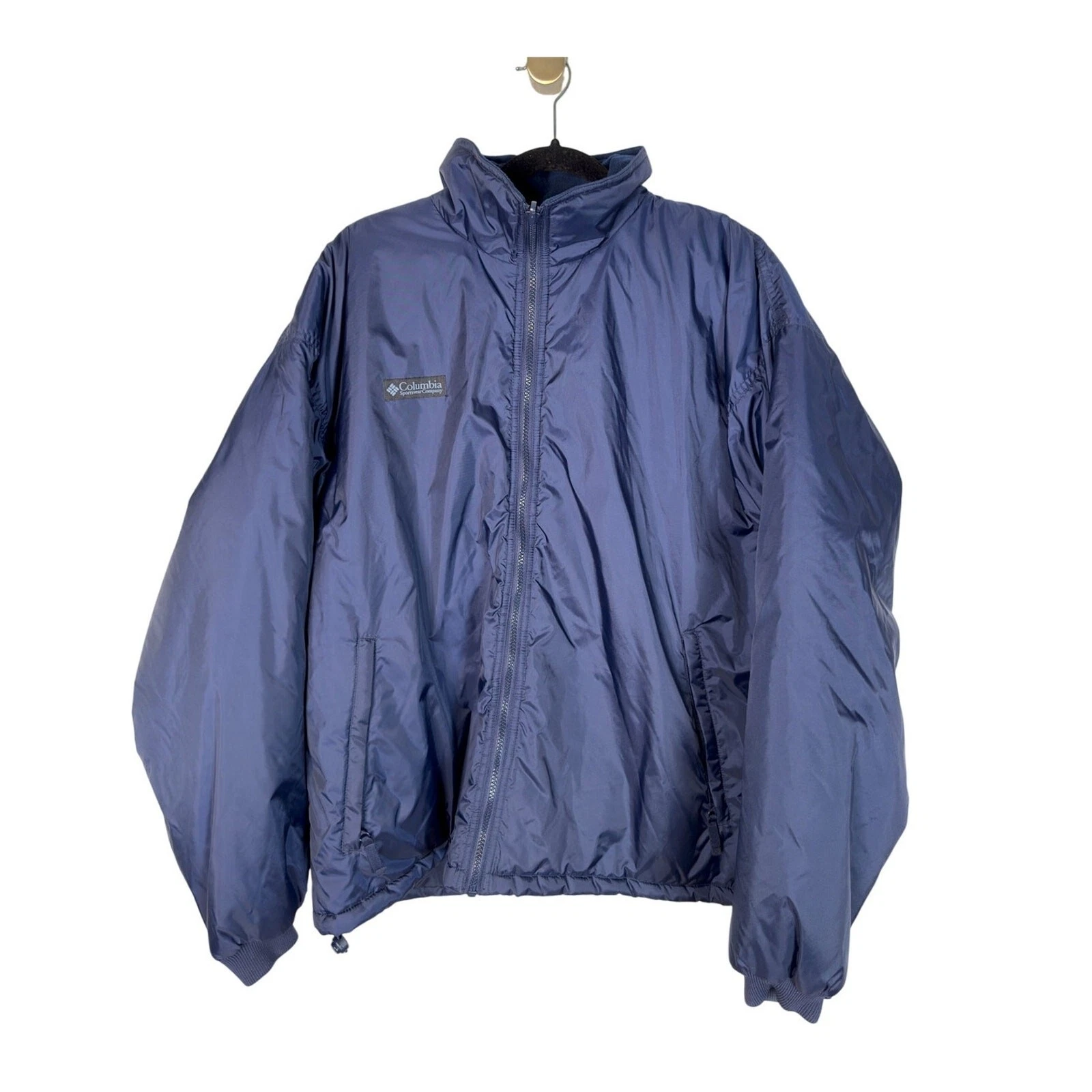 Columbia Men's L Puffer Jacket Waterproof Snowboard Full Zip Winter Coat Blue