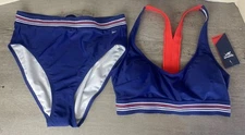 Reebok Lifestyle 2 Piece Bikini Sets Beach Summer Swimming Navy Blue Size XL