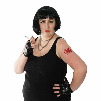 Welsh TV Figur Kostüm Set Weste schwarz Perücke Handschuhe Temp Tattoo gefälschte Zigaretten