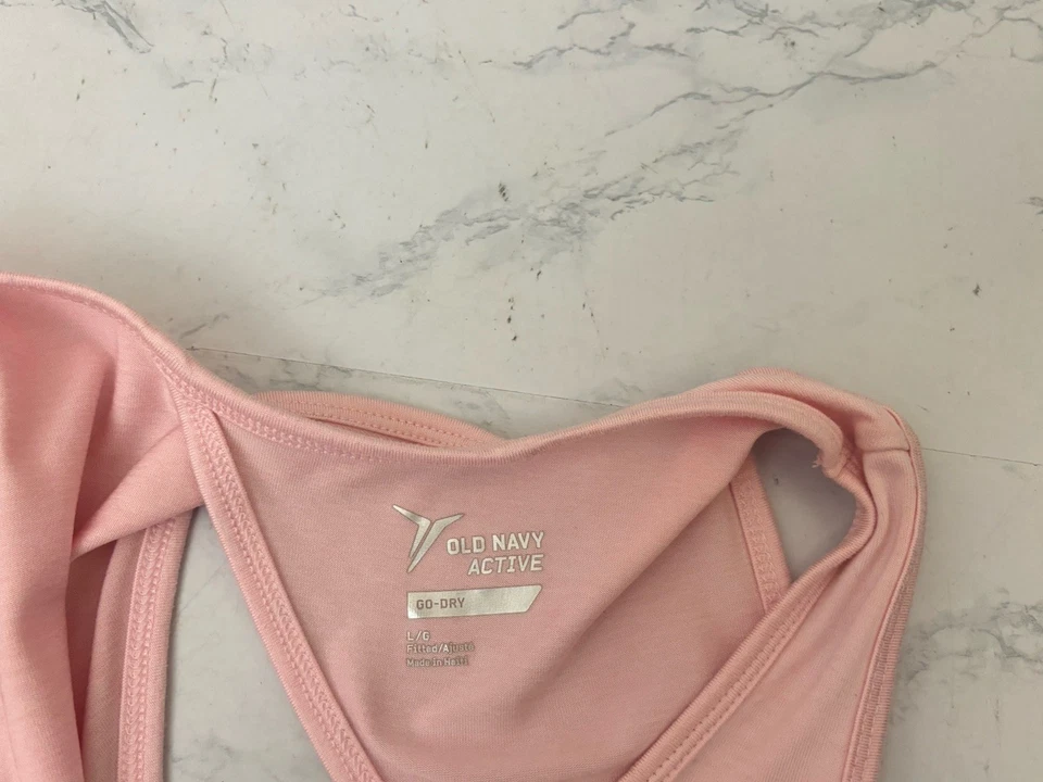Camiseta sin mangas Old Navy Active para mujer L rosa Go-Dry espalda cruzada camisa de entrenamiento J2 Foto 4 de 4