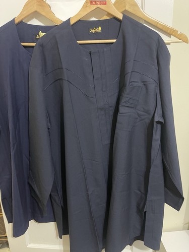 2X Navy blue checkered kaftan with pocket detail Size XXL - Picture 4 of 4
