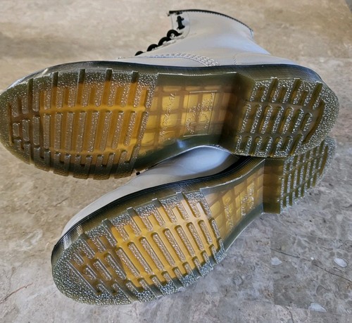 Dr. Martens Zinc Gray Patent Leather LAMPER 1460 Combat Boots Women Size 11L - Picture 7 of 11